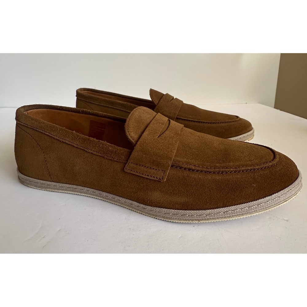 Sunspel Men's Suede Penny Loafer Tobacco Brown Casual Slip On Shoes UK 9 US 10